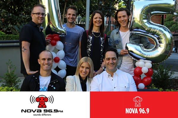 Nova’s CEO Cathy O’Connor, Tim Blackwell, Kent ‘Smallzy’ Small, Ryan ‘Fitzy’ Fitzgerald, Michael ‘Wippa’ Wipfli and Confidential on Nova’s Jmo & Elle.